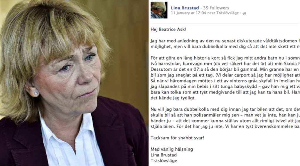 Facebook, Våldtäktsdom, Beatrice Ask